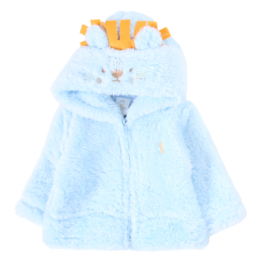 Conjunto Bebê Presente de Anjo Com Casaco de Pelo Estampa Leão