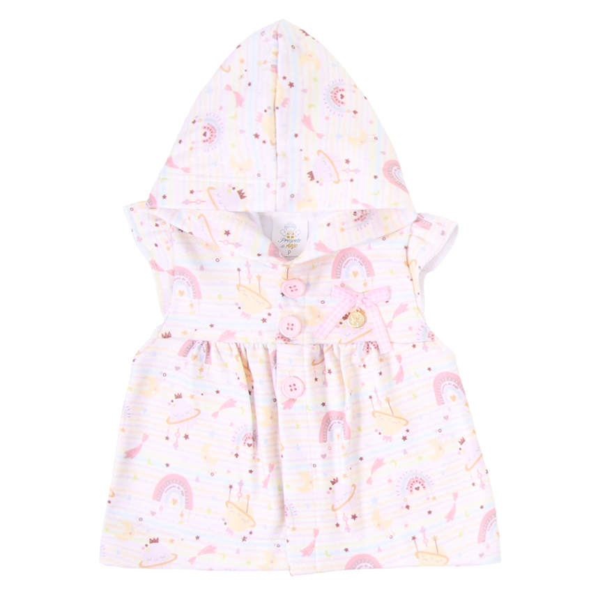 Conjunto Bebê Presente de Anjo Com Colete Estampado