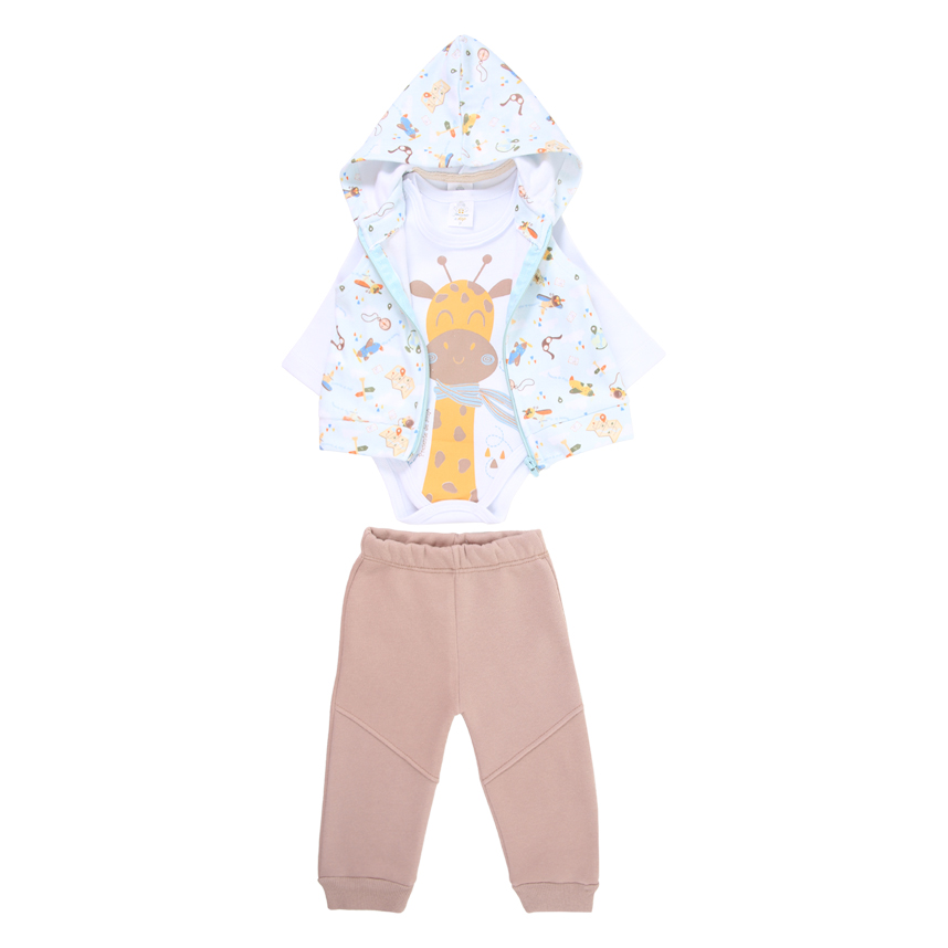 Conjunto Bebê Presente de Anjo Com Colete Estampa Girafa