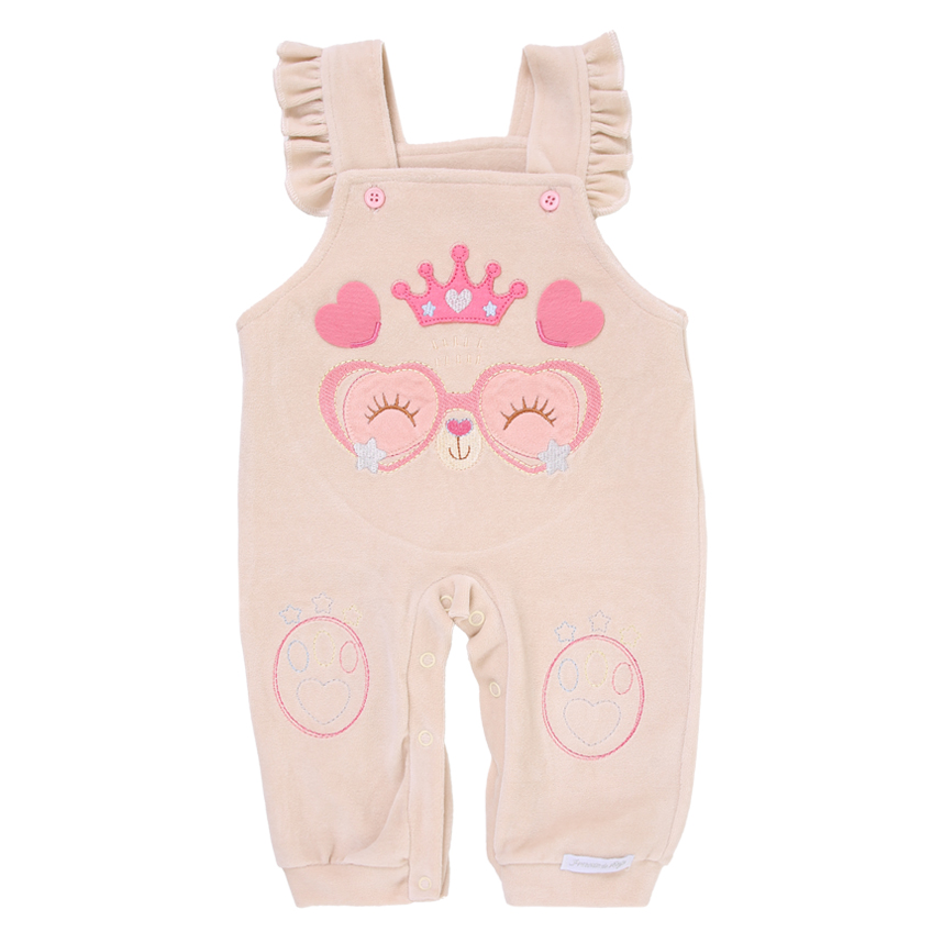 Macacão Longo Bebê Presente de Anjo Jardineira Bordado Bichinho Coroa Macacão Longo Bebê Presente de Anjo Jardineira Bordado Bichinho Coroa
