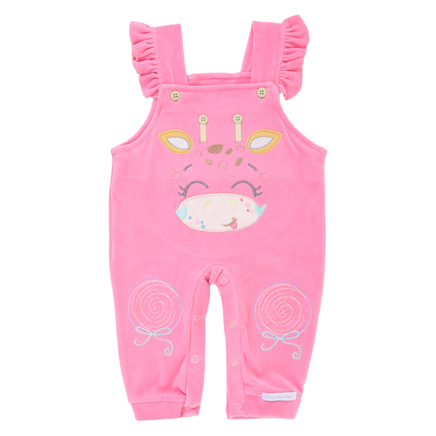 Macacão Longo Bebê Presente de Anjo Jardineira Bordado Girafa Macacão Longo Bebê Presente de Anjo Jardineira Bordado Girafa