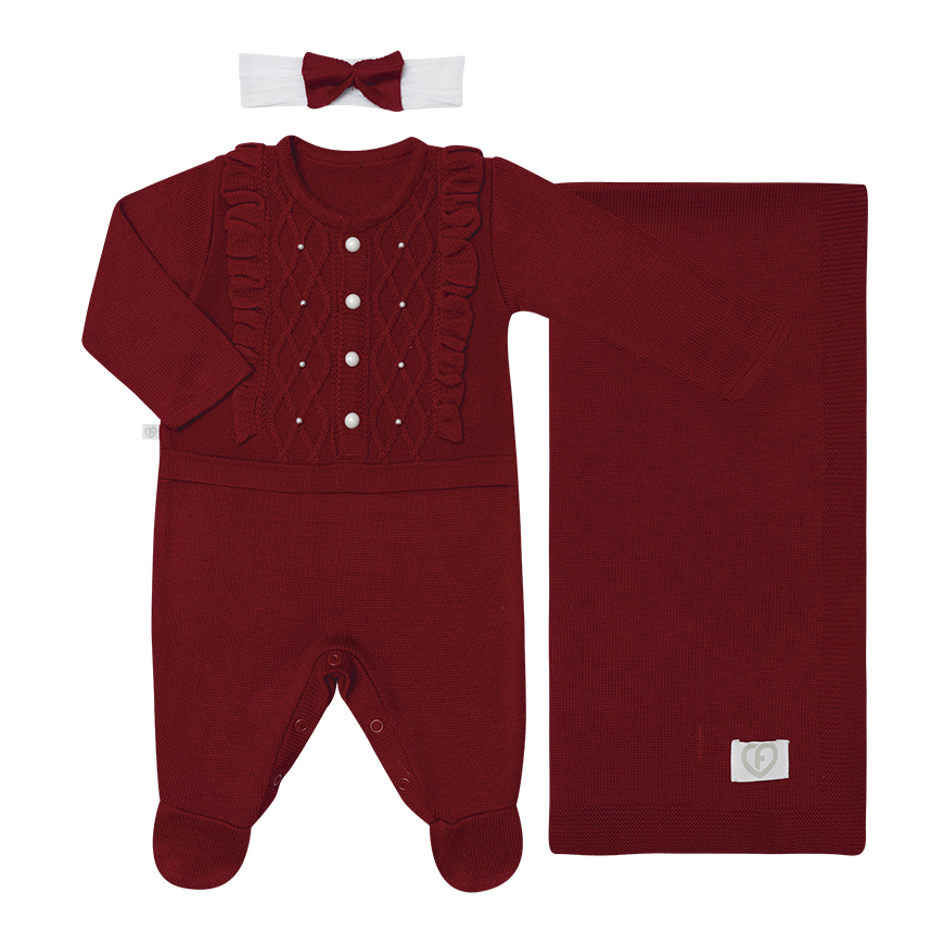 Saída Maternidade Fofinho em Tricô Pérolas Saída Maternidade Fofinho em Tricô Pérolas