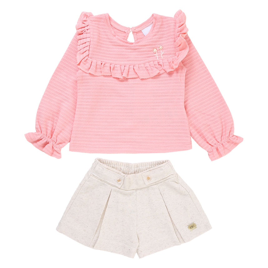 Conjunto Infantil Kiki Blusa Babado Detalhe Punho