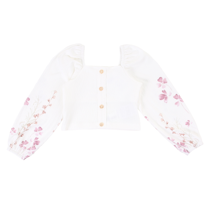 Conjunto Infantil Kiki Blusa Manga Estampada Flores