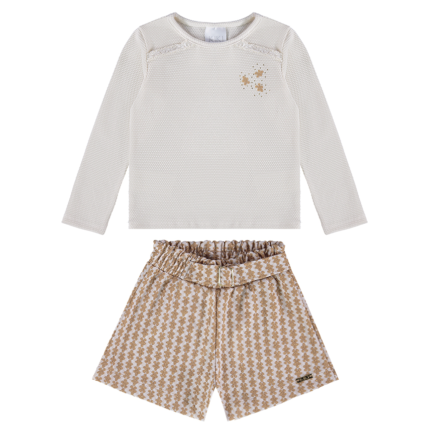 Conjunto Infantil Kiki Blusa Bordado Delicado