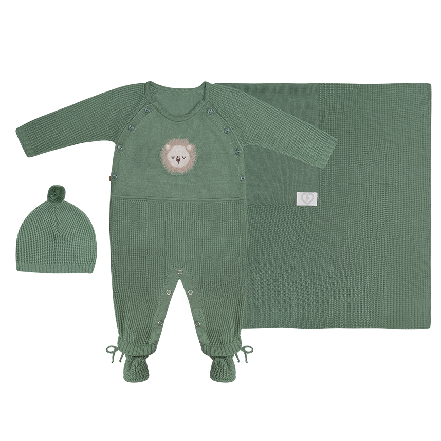 Saída Maternidade Fofinho em Tricô e Suedine