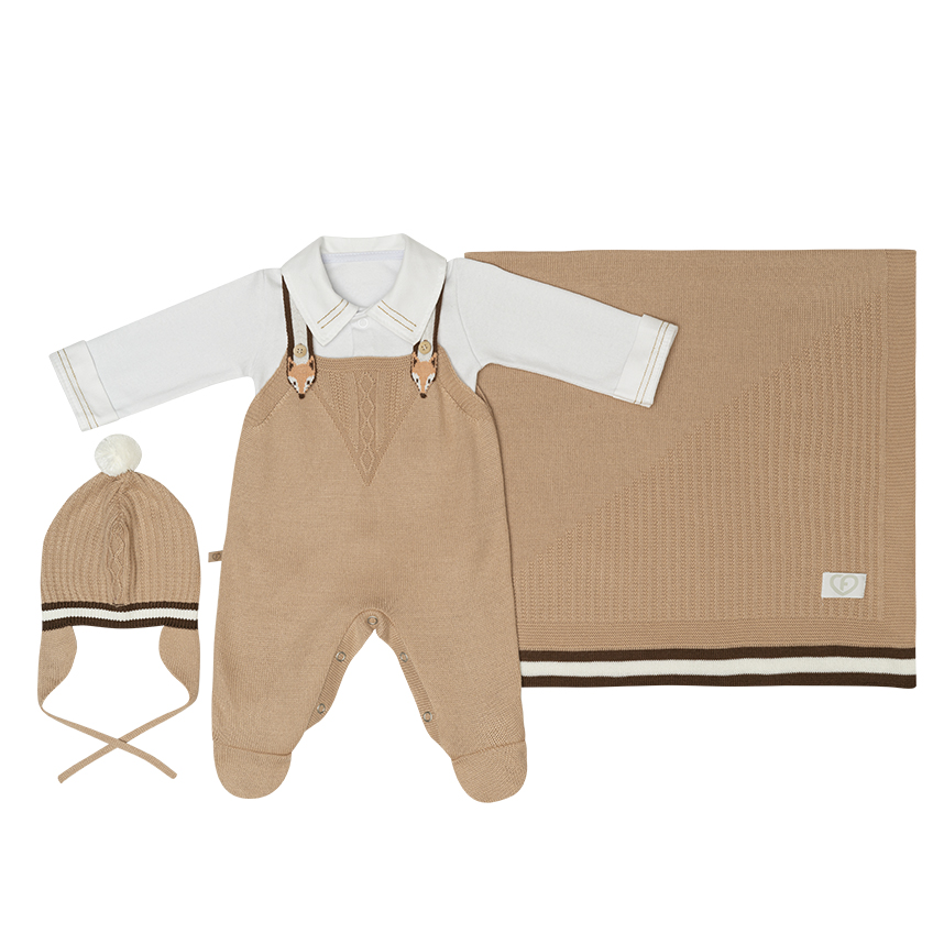 Saída Maternidade Fofinho em Tricô e Suedine Saída Maternidade Fofinho em Tricô e Suedine