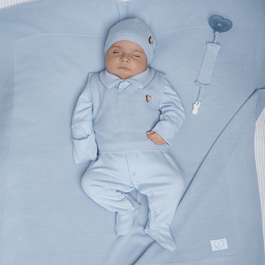 Saída Maternidade Fofinho em Tricô e Suedine Saída Maternidade Fofinho em Tricô e Suedine