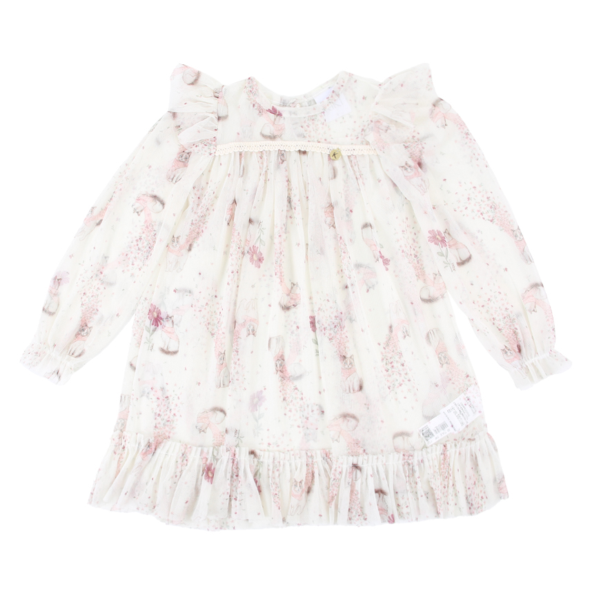 Vestido Infantil Kiki Estampa Floral Com Tule Vestido Infantil Kiki Estampa Floral Com Tule