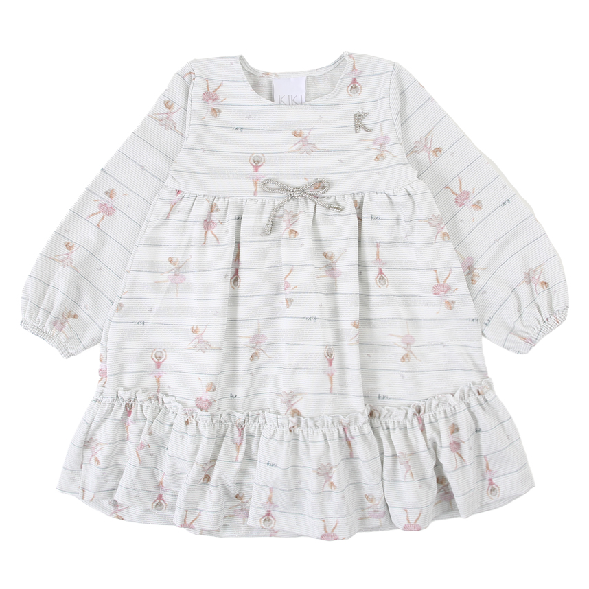 Vestido Infantil kiki Em Malha Brilho Estampa Bailarina Vestido Infantil kiki Em Malha Brilho Estampa Bailarina