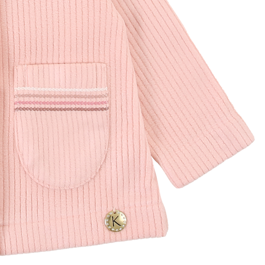 Casaco Infantil Kiki Plush Canelado Com Bolsos Frontais