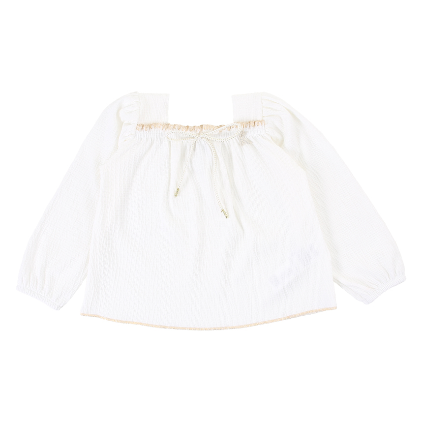 Blusa Infantil Kiki Malha Texturizada Babado No Decote
