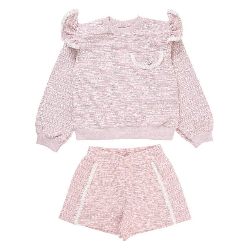 Conjunto Infantil Kiki Blusão Moletom Com Babados No Ombro