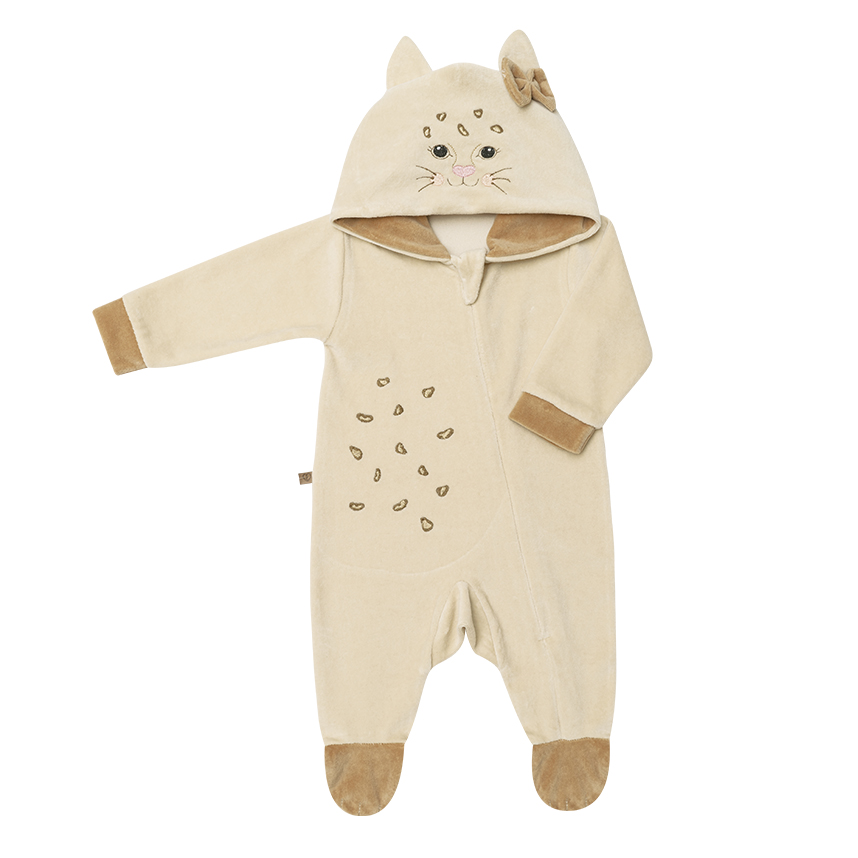 Macacão Fofinho em Plush com Capuz