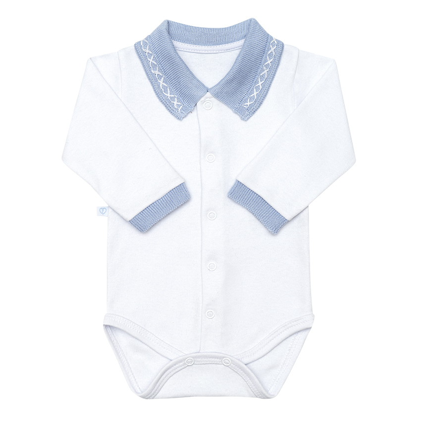 Body Bebê Fofinho Manga Longa Gola Polo Bordada Em Suedine
