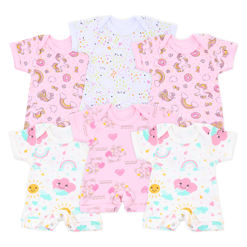 Macacão Curto Top Chot Canelado Estampado Kit 06 Peças Sortidas