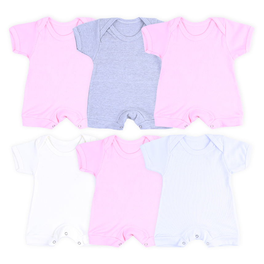 Macacão Curto Top Chot Canelado Liso Kit 06 Peças Sortidas Macacão Curto Top Chot Canelado Liso Kit 06 Peças Sortidas