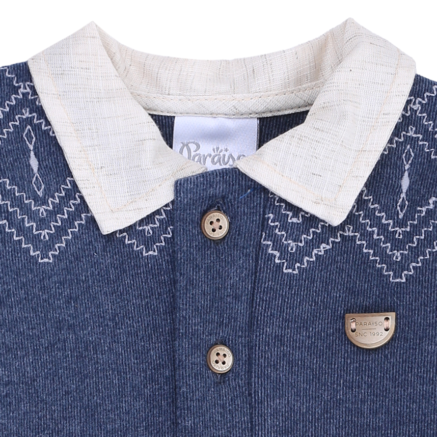 Macacão Longo Bebê Paraíso Em Cotelê Bordado