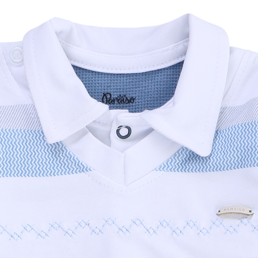 Macacão Longo Bebê Paraíso Canelado Bordado