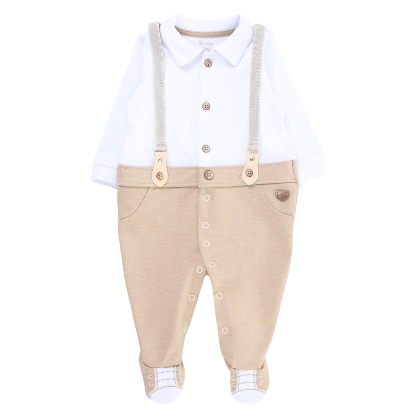 Macacão Longo Bebê Paraíso Detalhe Bordado