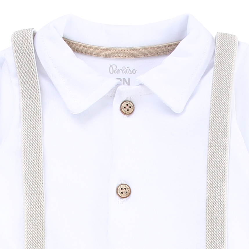 Macacão Longo Bebê Paraíso Detalhe Bordado