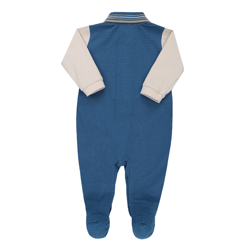 Macacão Longo Bebê Paraíso Com Colete e Gravatinha Estampado