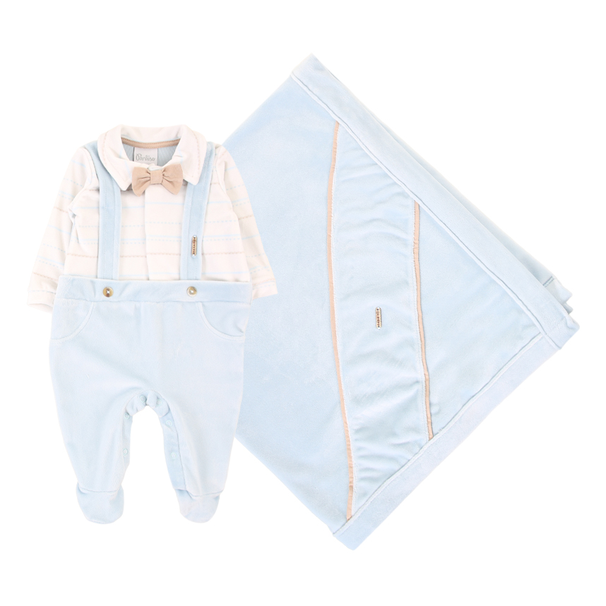 Saída de Maternidade Paraiso com Macacão Gravata e Manta