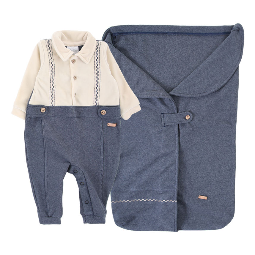 Saída de Maternidade Paraíso Macacão em Plush e Saco de Dormir