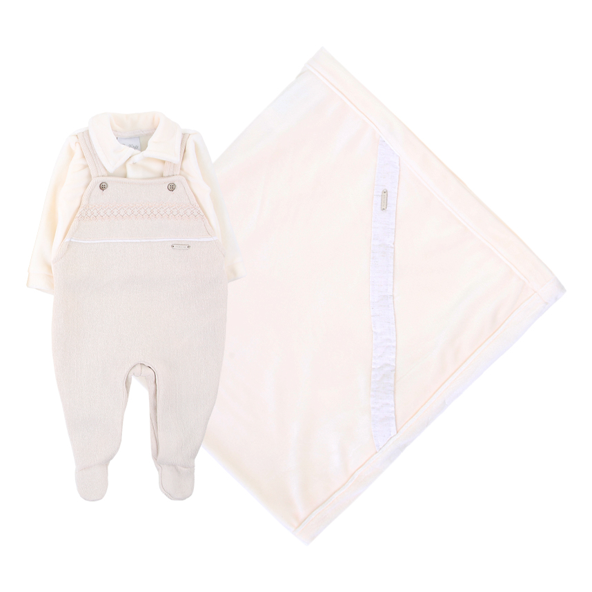 Saída de Maternidade Paraíso Macacão Efeito Jardineira e Manta Saída de Maternidade Paraíso Macacão Efeito Jardineira e Manta