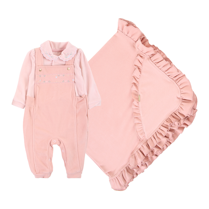 Saída de Maternidade Paraíso com Body Jardineira e Manta