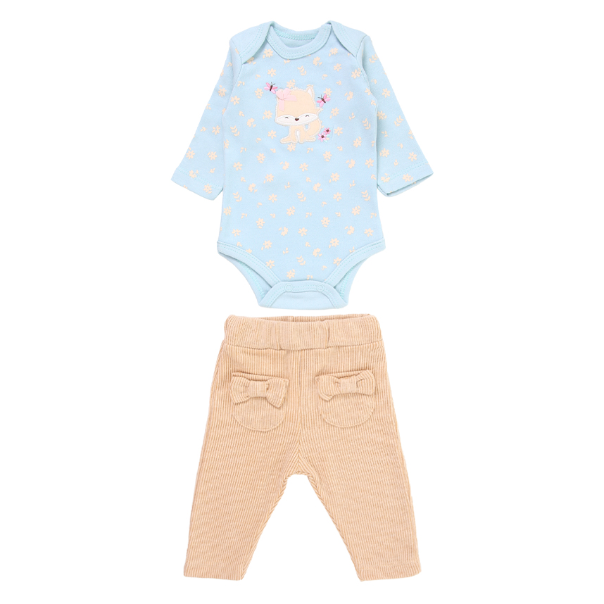 Conjunto Bebê Iaze Manga Longa Bordado Com Estampa Raposa