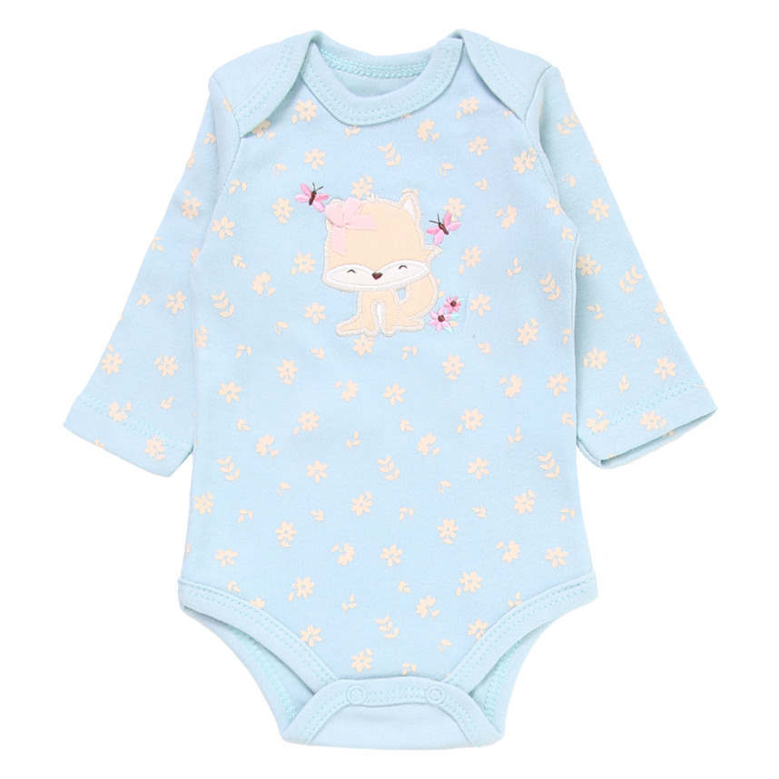 Conjunto Bebê Iaze Manga Longa Bordado Com Estampa Raposa