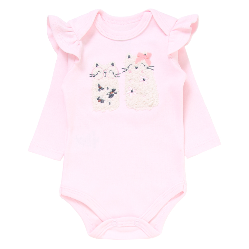 Conjunto Bebê Iaze Body Manga Longa Cats Com Babado