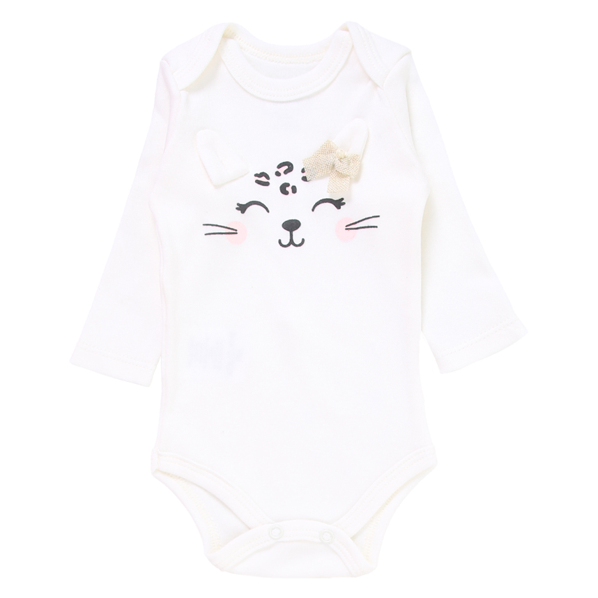 Conjunto Bebê Iaze Body Manga Longa Com Laço E Babados