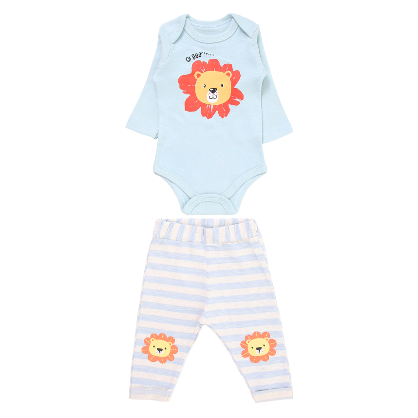Conjunto Bebê Iaze Manga Longa Estampa Leão