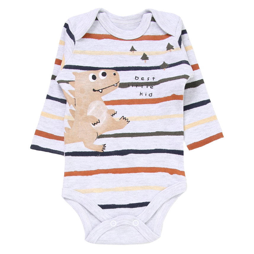 Conjunto Bebê Iaze Body Manga Longa Listrado Com Calça Estampa Dino