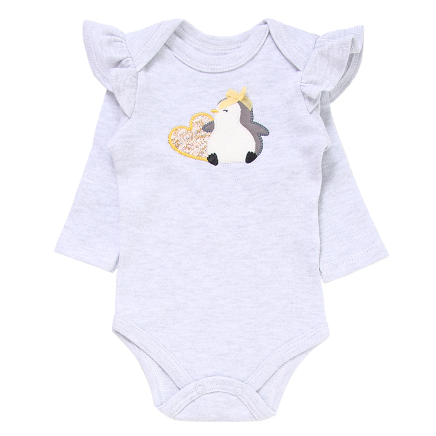 Conjunto Bebê Body Manga Longa Com Calça Estampa Pinguim