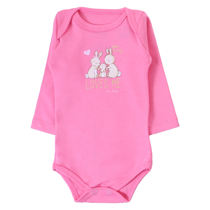 Kit Body Bebê Kiko Baby Estampa Coelha Flores - 3 Peças