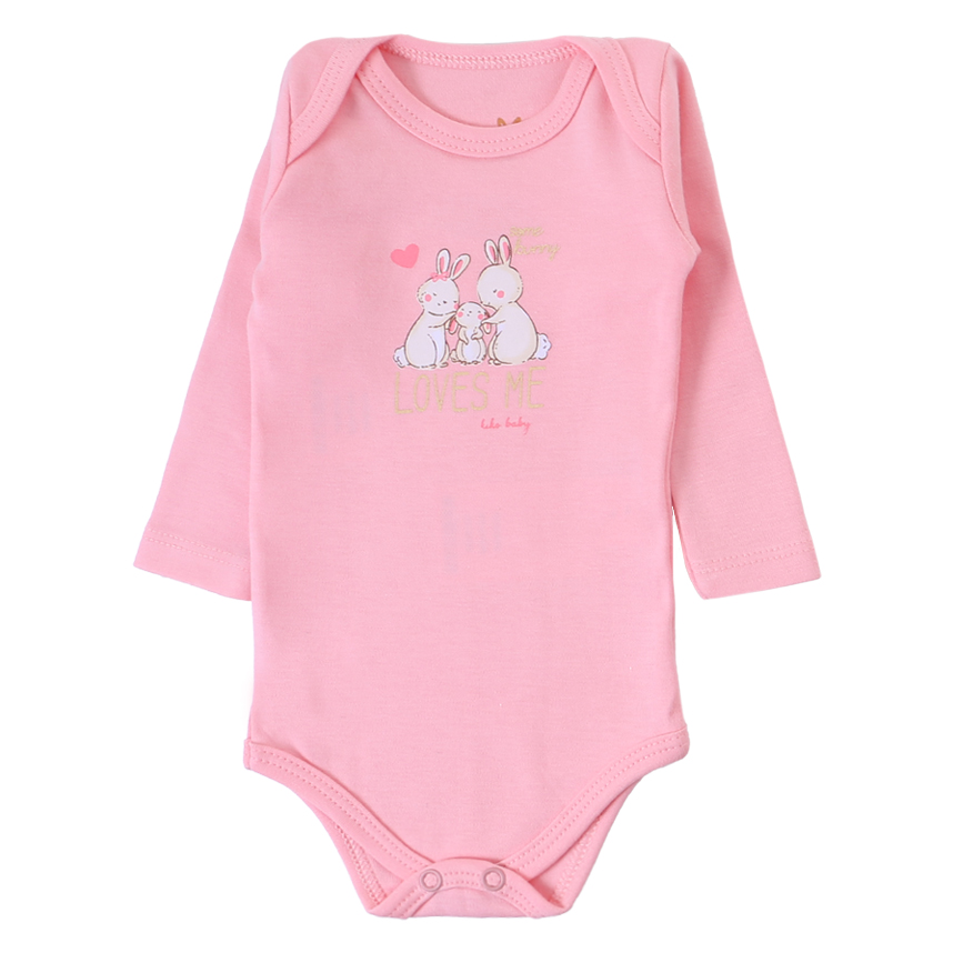 Kit Body Bebê Kiko Baby Estampa Coelha Coração  - 3 Peças