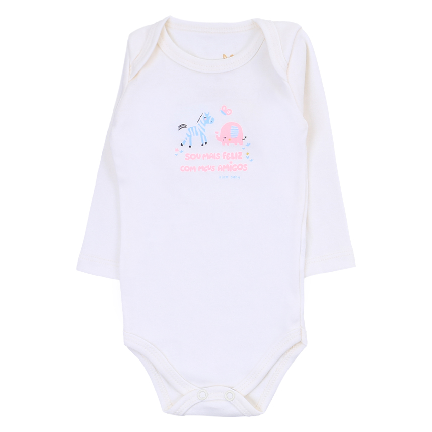 Kit Body Bebê Kiko Baby Estampa Animais Amigos - 3 Peças