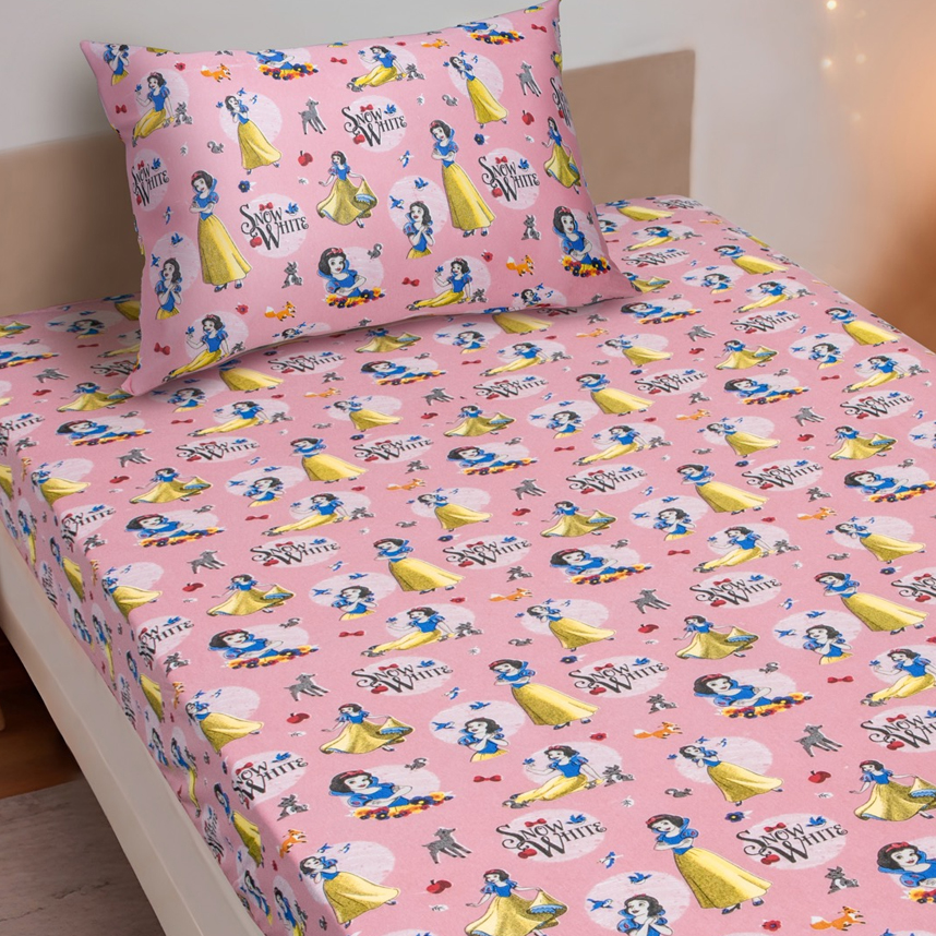 Jogo de Lençol e Fronha Portallar Estampa Branca de Neve Jogo de Lençol e Fronha Portallar Estampa Branca de Neve