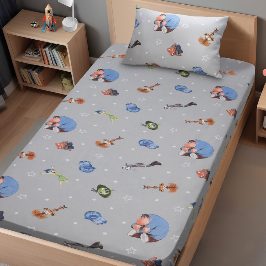 Jogo de Lençol e Fronha Portallar Estampa Divertidamente Jogo de Lençol e Fronha Portallar Estampa Divertidamente