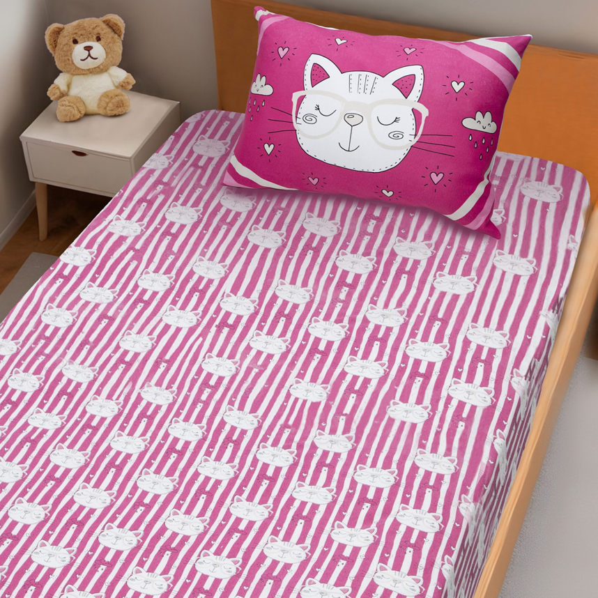 Jogo de Lençol e Fronha Portallar Estampa Gatinhos Jogo de Lençol e Fronha Portallar Estampa Gatinhos