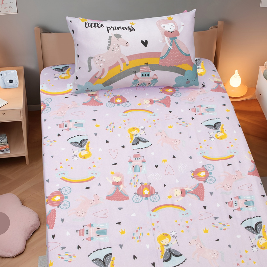 Jogo de Lençol e Fronha Portallar Estampa Princesa Jogo de Lençol e Fronha Portallar Estampa Princesa