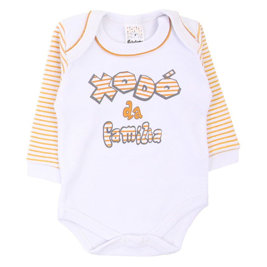 Kit Body Manga Longa Bebê Petutinha Família - 3 Peças