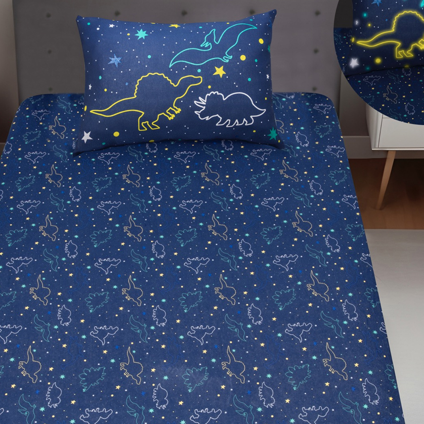 Jogo de Lençol e Fronha Portallar Estampa Dinossauros Jogo de Lençol e Fronha Portallar Estampa Dinossauros