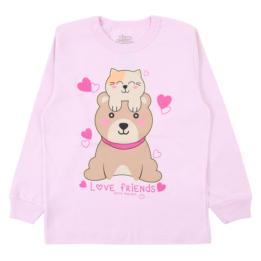 Pijama Ferminino Mangas Longas Bicho Bagunça