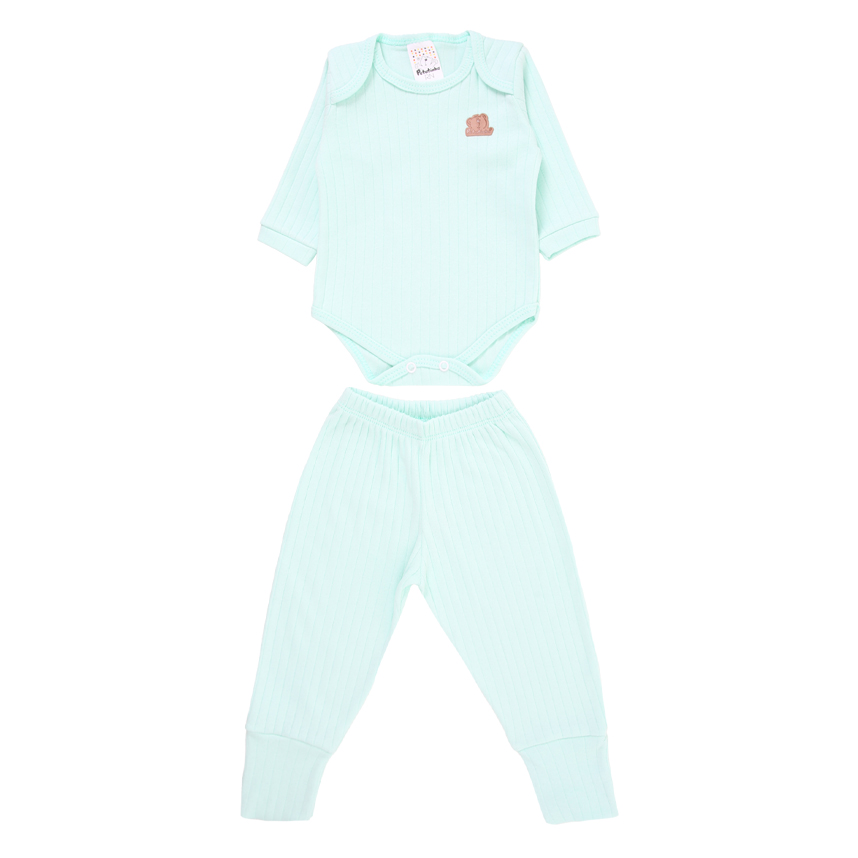 Conjunto de Body Bebê Petutinha Manga Longa Mijão Com Pé Reversível - 2 Peças