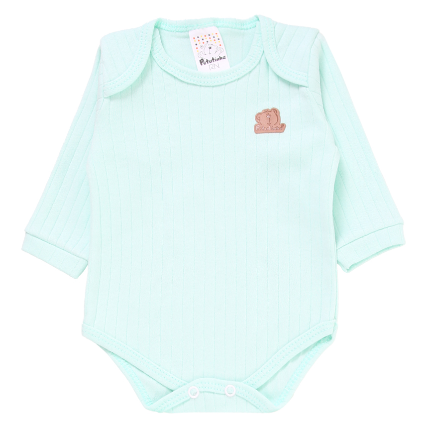 Conjunto de Body Bebê Petutinha Manga Longa Mijão Com Pé Reversível - 2 Peças