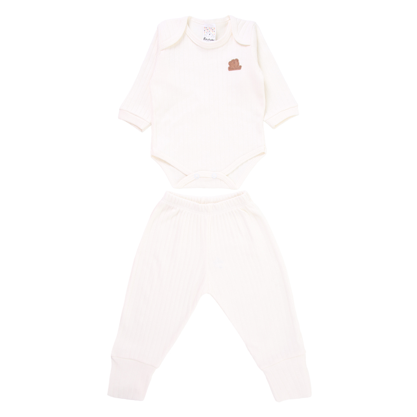 Conjunto de Body Bebê Petutinha Manga Longa Mijão Com Pé Reversível - 2 Peças